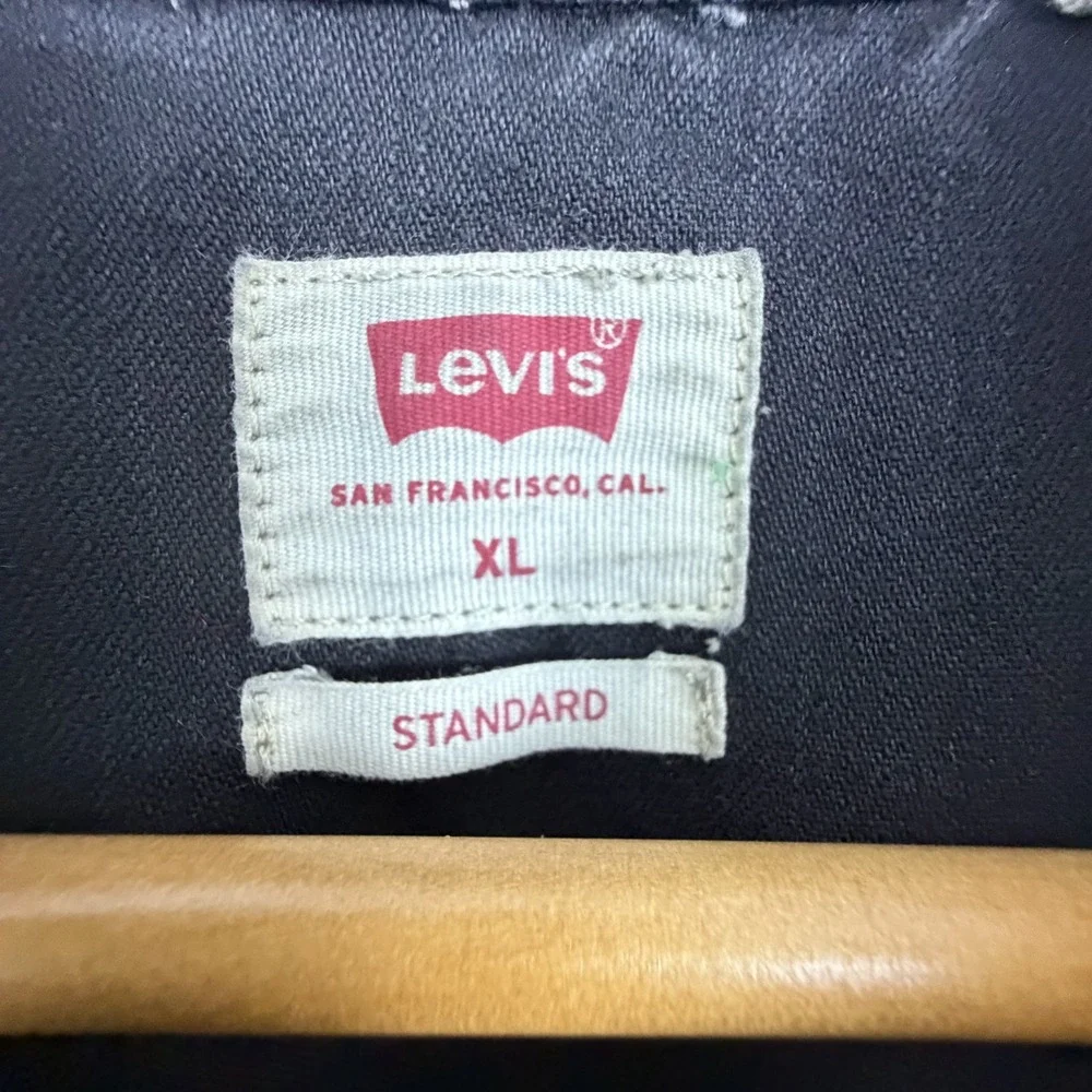 Levi's Western Shirt Mens XL Black Denim Standard Fit Chest Pocket Pearl Snap